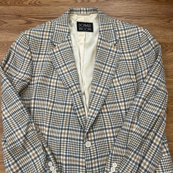 Vtg 80s Donald Brooks Trojan Deluxe of Hollywood Blazer Cashmere Plaid Mens 44 - Picture 2 of 13